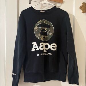 AAPE by A Bathing Ape® Men's Black Logo Crewneck Sweatshirt